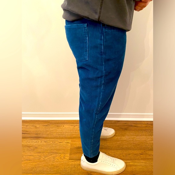 Zara Man Blue Corduroy Slim Fit Tapered Pants - Picture 2 of 7